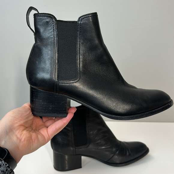 Rag & Bone Walker Black Leather Block Heel Ankle Boots Size 40/10 - Picture 13 of 16